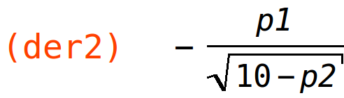 (der2)	-p1/sqrt(10-p2)